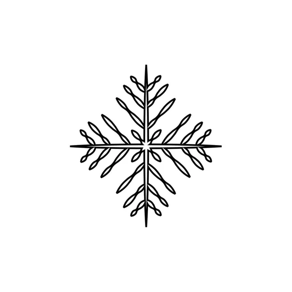 Schneeflocke Winter Schwarz Isolierte Linie Symbol Silhouette Auf Weißem Hintergrund — Stockvektor