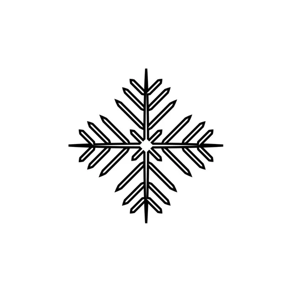 Fiocco Neve Inverno Nero Isolato Linea Icona Silhouette Sfondo Bianco — Vettoriale Stock