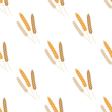 Vektör Dikişsiz desen illüstrasyon kulakları buğday. Bira, oktoberfest, arka plan. Ekmek bir paket ürünleri ekmek. Sonbaharda hasat.