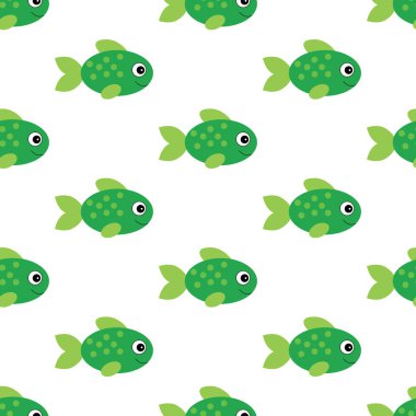 Vektör akvaryum balık illüstrasyon. Tasarım için renkli karikatür düz akvaryum balık. Dikişsiz balık deseni.