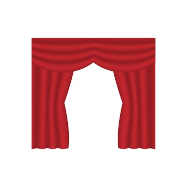 Lüks kırmızı kırmızı ipek kadife perdeleri ve draperies iç dekorasyon tasarım fikirleri gerçekçi simgeler koleksiyon izole vektör çizim