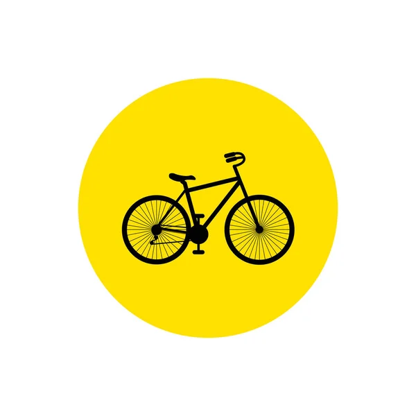 Ποδήλατο Ποδήλατο Εικονίδιο Διάνυσμα Ποδηλασία Έννοια Ποδήλατο Εισέλθετε Κίτρινο Κύκλο — Διανυσματικό Αρχείο
