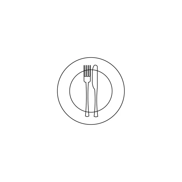 Vectorillustratie Vork Lepel Plaat Lijn Icoon Witte Achtergrond Restaurant Menupictogram — Stockvector