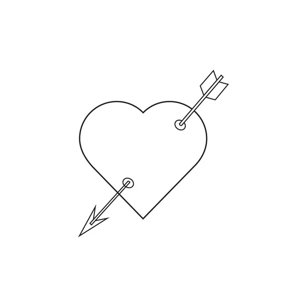 Herz Mit Pfeil Symbol Valentinstag Vektor Line Ikone Amor Dart — Stockvektor
