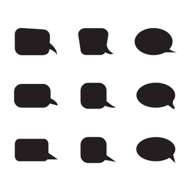 Konuşmak ve çizgi roman kabarcıklar siluetleri iletişim için düşünüyorum. Vektör çizim