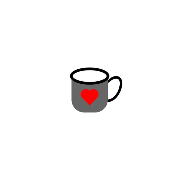 Tazza tazza con il cuore. elemento di design biglietto di auguri. Illustrazione del vettore isolato . — Vettoriale Stock