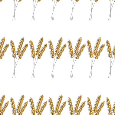 Kusursuz desen. Vektör illüstrasyon. Tarım buğday Arka plan vektör simgesi İllüstrasyon tasarımı. Arpa.