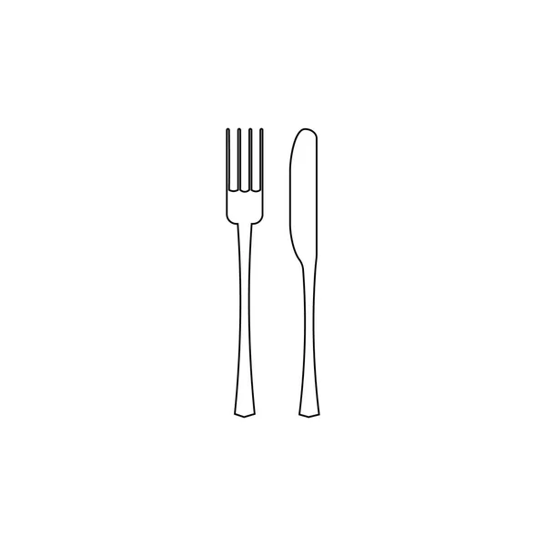 Vectorillustratie Vork Mes Pictogram Witte Achtergrond Restaurant Menupictogram Lijn Silhouet — Stockvector