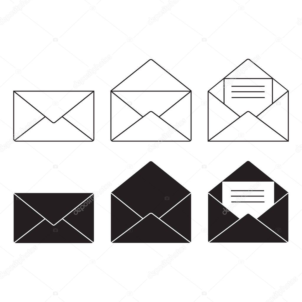 Email icon vector, Envelope set sign, Mail symbol. Vector illustration. Flat and line.