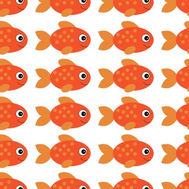 Vektör akvaryum balık çizim. Renkli karikatür düz akvaryum balık tasarımınız için. Sorunsuz balık desen bebek veya çocuk odası için.