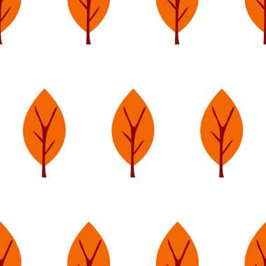 Vektör illüstrasyon. Sonbahar düz ağaç beyaz arka plan üzerinde izole. dikişsiz ağaç deseni.