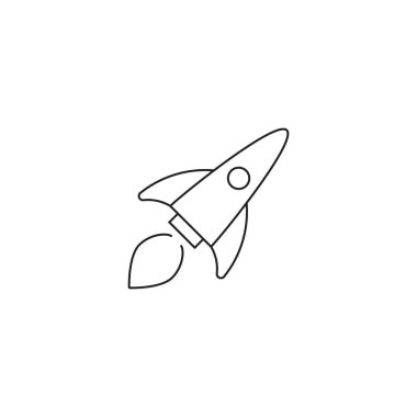Beyaz arka plan üzerinde izole roket vektör çizim simgesi.