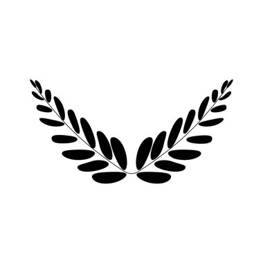Zeytin dalları, zafer, vektör çizim, düz siluet, siyah, beyaz, simge, sembol nesne tasarım, defne, çelenk, Ödülleri, Roma, zafer, taç, kazanan, süslü için
