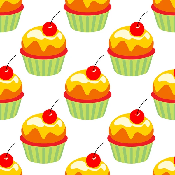 Geburtstagsparty Vektor Illustration Set Muffins Set Vorhanden Dekor Nahtloses Muster — Stockvektor