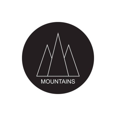 dağlar kayalar vektör illüstrasyonlar ve Dağlar yazı ile basit etiket.