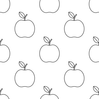 elma simgesi vektör. apple anahat stil tasarımı. Dikişsiz desen.