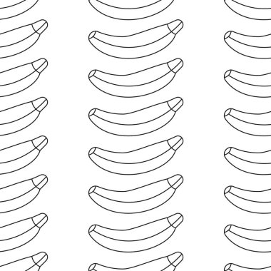 Muz çizgi simgesi, yaz sembolü. Vektör illüstrasyon. Dikişsiz muz deseni