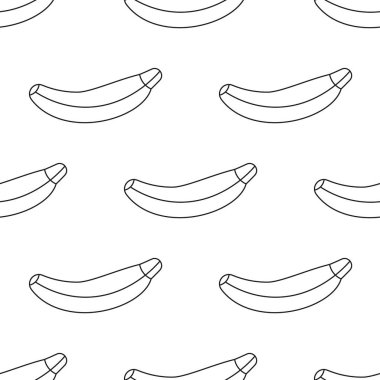 Muz çizgi simgesi, yaz sembolü. Vektör illüstrasyon. Dikişsiz muz deseni