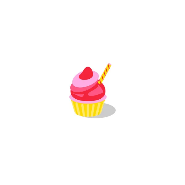 Ilustración Cupcake Vectorial Pastel Con Crema Gofre — Vector de stock