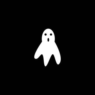 Vektör illüstrasyon. siyah arka plan üzerinde beyaz hayalet simgesi. Geleneksel cadılar bayramı sembolü.