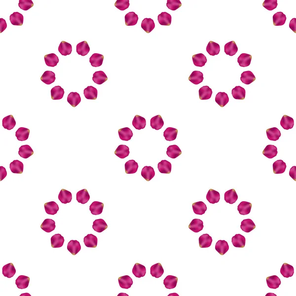 Mooi Rose Roze Bloemblaadjes Cirkel Naadloze Patroon Witte Achtergrond Vectorillustratie — Stockvector