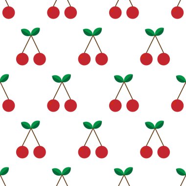 kiraz seamless modeli. Ambalaj Kağıt, hediye kartı, poster tasarımı banner. Ev dekorasyonu, modern tekstil baskı. Vektör çizim