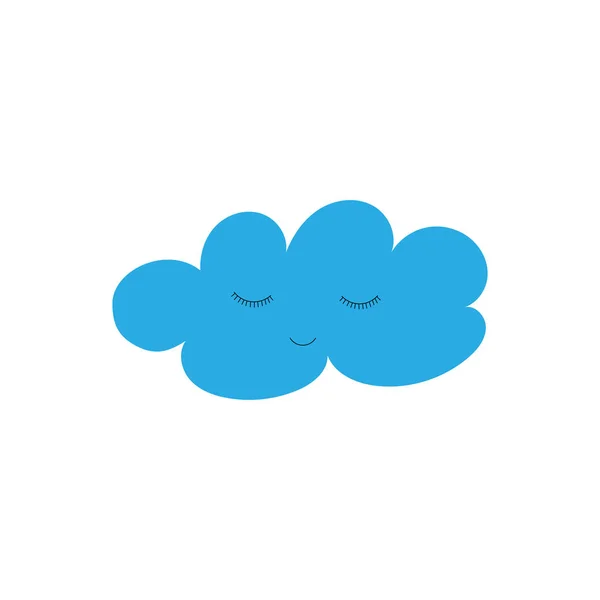 Vector illustration. Shy cloud with lashes. Cloud with face. — Stock Vector