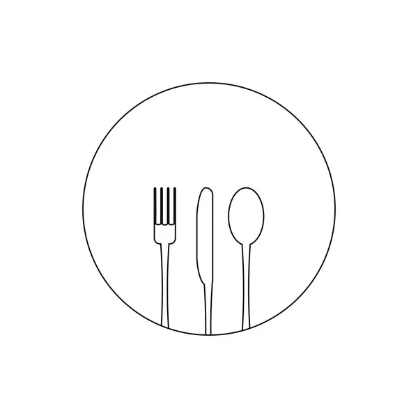 Vector Illustration Knife Fork Spoon Icon White Background Restaurant Menu — Stock Vector