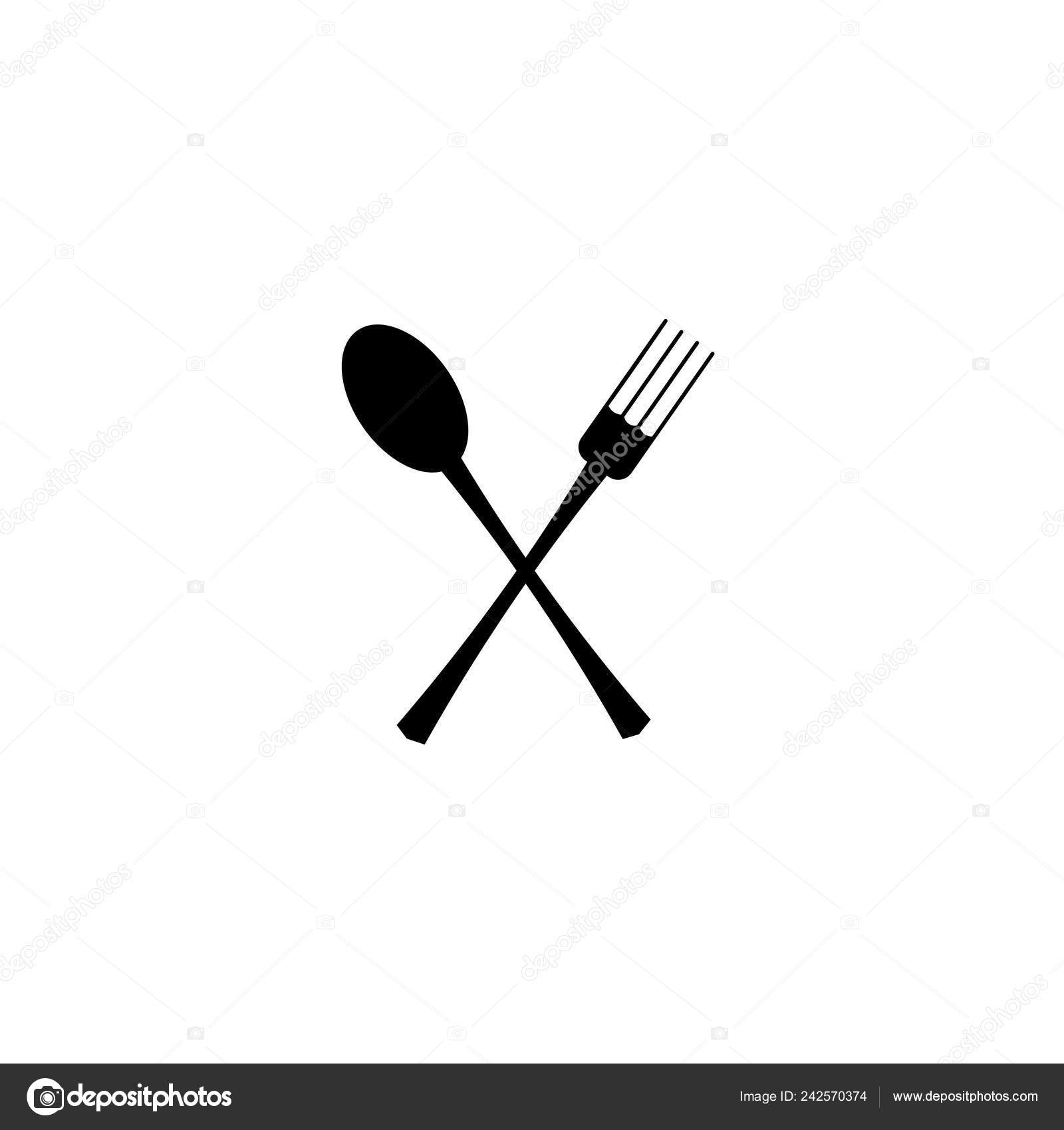 Vector Illustration Fork Spoon Cross Icon White Background Restaurant