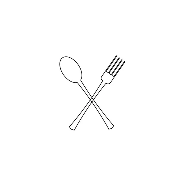 ベクトルの図 フォークとスプーンは 白い背景の上のアイコンをクロスします レストラン メニュー アイコン — ストックベクタ