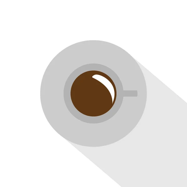 ベクトルの図 テーブルの上のコーヒー カップ フラットなデザイン 影付きのカップ 白い背景にコーヒーのカップ トップ ビュー — ストックベクタ