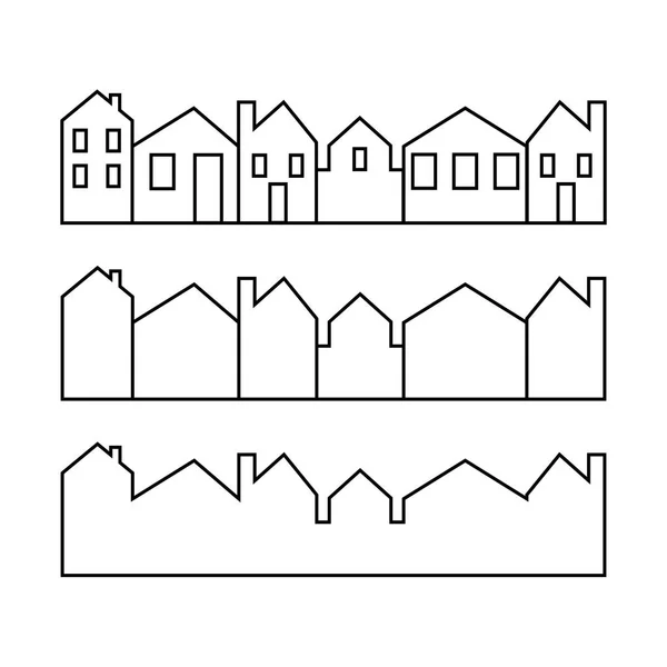 Set of line icons representing house Vector Illustration. House and home simple symbols. Cityscapes. — Stock Vector