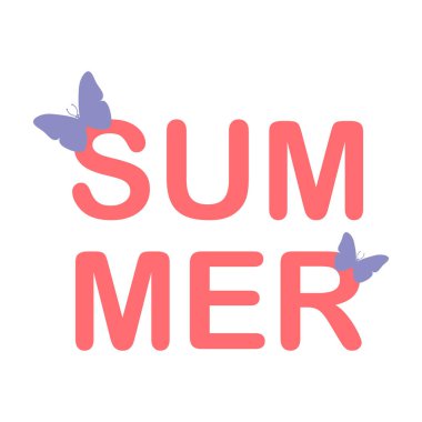 Kelebek trendy renkleri ile kelime yaz. Vektör çizim.