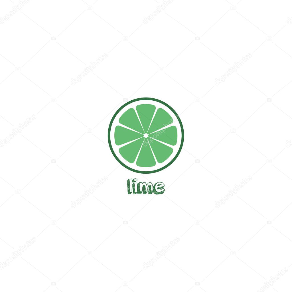 Lime logo, sign, symbol, object. Isolated lime on white background. EPS 10 Vector illustration with lime inscription