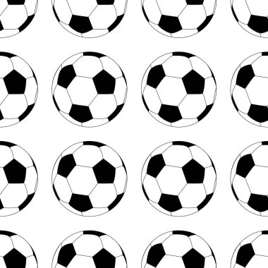 Futbol vektör simgesi, futbol topu. Vektör çizimi beyaz arka planda yalıtılmış. Dikişsiz desen