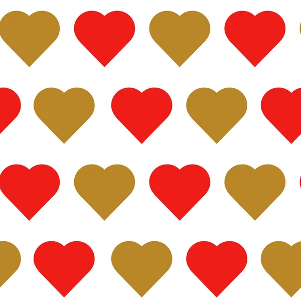Κόκκινες Και Χρυσές Καρδιές Χωρίς Ραφές Απεικόνιση Διανυσματικών Φορέων — Διανυσματικό Αρχείο
