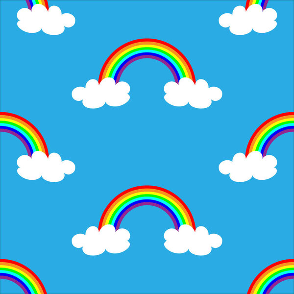 Плоский дизайн, мультяшная радуга с облаками бесшовный фон картины
.
