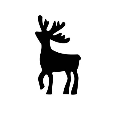 geyik illüstrasyon vektör. Beyaz arka plan üzerinde izole geyiği siluet simge.