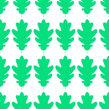 Silhuette meşe Seamles desen bırakır. Beyaz arka plan üzerinde Meşe yaprağı düz simgesi. Vektör çizim. eps10