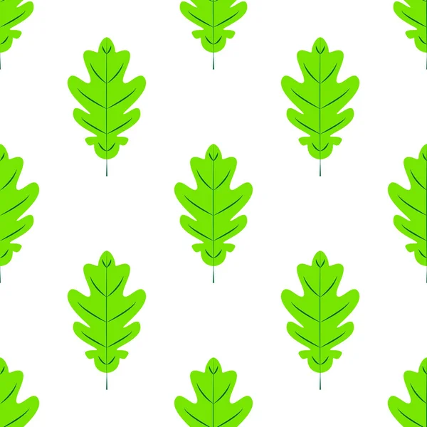Seamles パターン 白い背景の上のオークの葉のフラット アイコン Eps10 — ストックベクタ