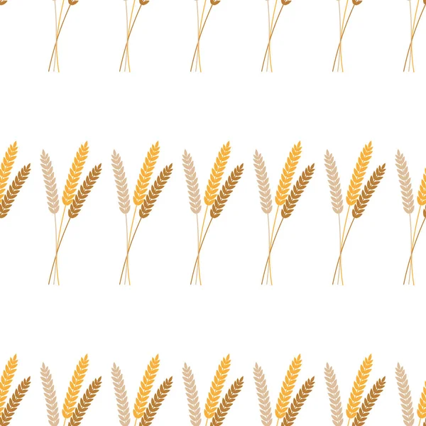 Vector seamless pattern illustration ears of wheat. Beer, oktoberfest, background. For bakery package, bread products. Autumn harvest. — Stock Vector