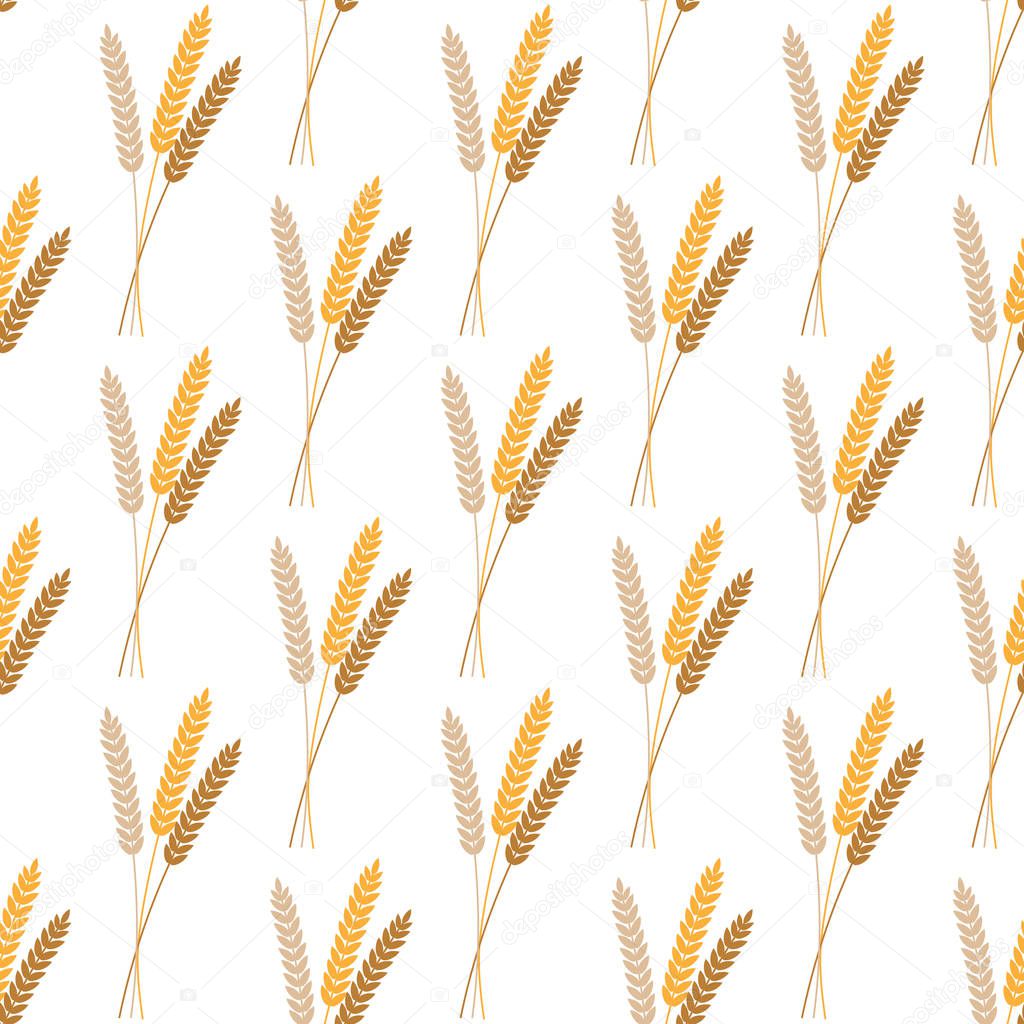 Vector seamless pattern illustration ears of wheat. Beer, oktoberfest, background. For bakery package, bread products. Autumn harvest.