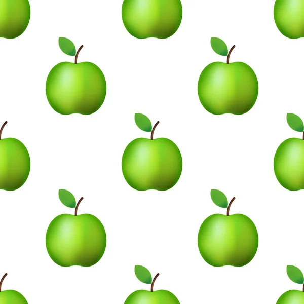 Ilustração vetorial. Padrão sem costura maçã verde realista no fundo branco Decoração . —  Vetores de Stock