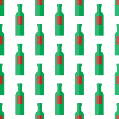 Şişe Dikişsiz desen, desen şarap şişeleri ile. Vektör çizim arka plan şişe.