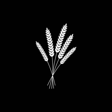 buğday, çavdar veya arpa beyaz silueti vektör illüstrasyon buğday, çavdar veya arpa siyah arka plan üzerinde izole.