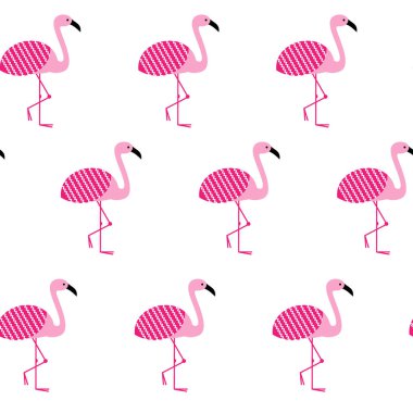 Dikişsiz Pembe Flamingo deseni. Yaz arka plan. Vektör illüstrasyon eps10