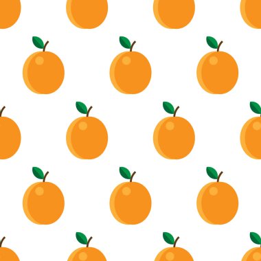 Kayısı veya şeftali yaprak. Mutfak, kafe, tekstil için sorunsuz pattrn. Beyaz arka plan üzerinde vektör çizim. eps10