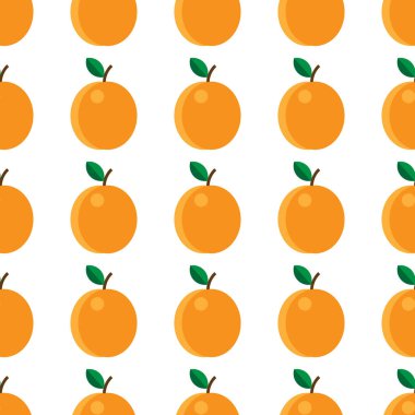 Kayısı veya şeftali yaprak. Mutfak, kafe, tekstil için sorunsuz pattrn. Beyaz arka plan üzerinde vektör çizim. eps10