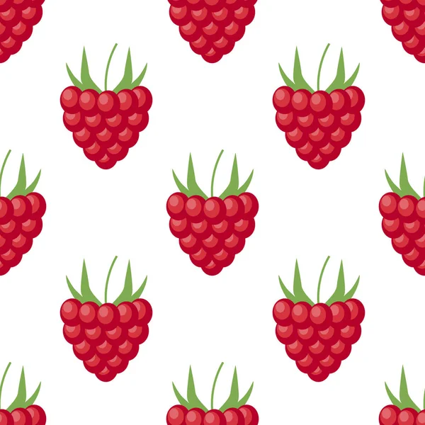 Vector raspberry seamless pattern on white. Background design for sweets and pastries filled with raspberry, dessert menu, health care products, natural cosmetics. wrapping paper. — 图库矢量图片