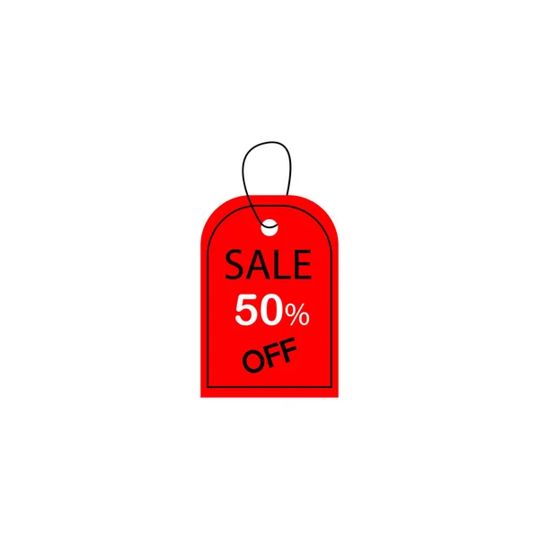 50 Off sale for business and promotion. Vector illustration. red tag with discount iIsolated on white background — Stock Vector
